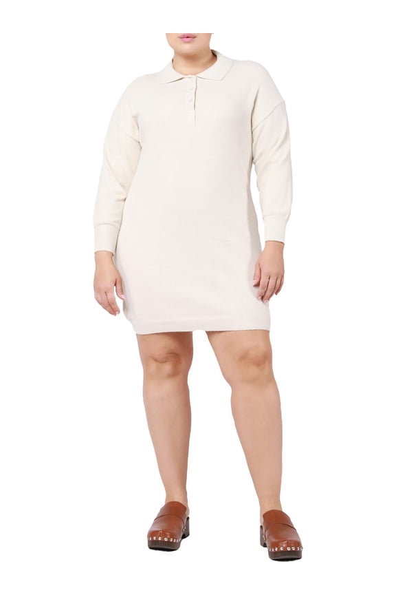 _ Womens Plus Polo Pull Over Sweaterdress