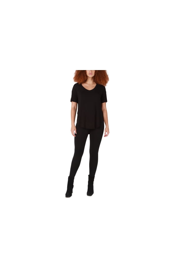 Womens Rounded Hem T-Shirt Black S