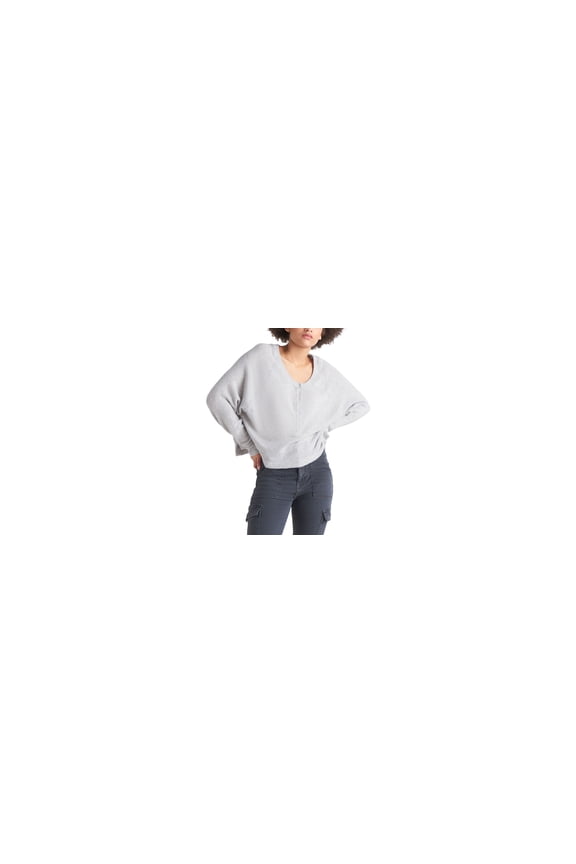 Womens Snap Front Henley Top Heather Grey M