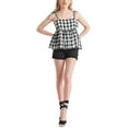 thumbnail image 1 of Black Tape_ Womens Square Neck Checkered Cropped, 1 of 1