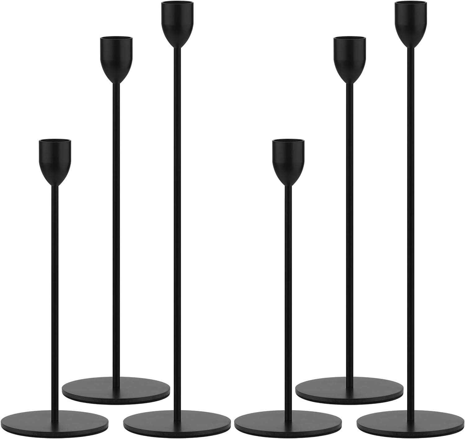 Black Taper Candle Holders - 6PCS Candlestick Holders, Candle Sticks ...
