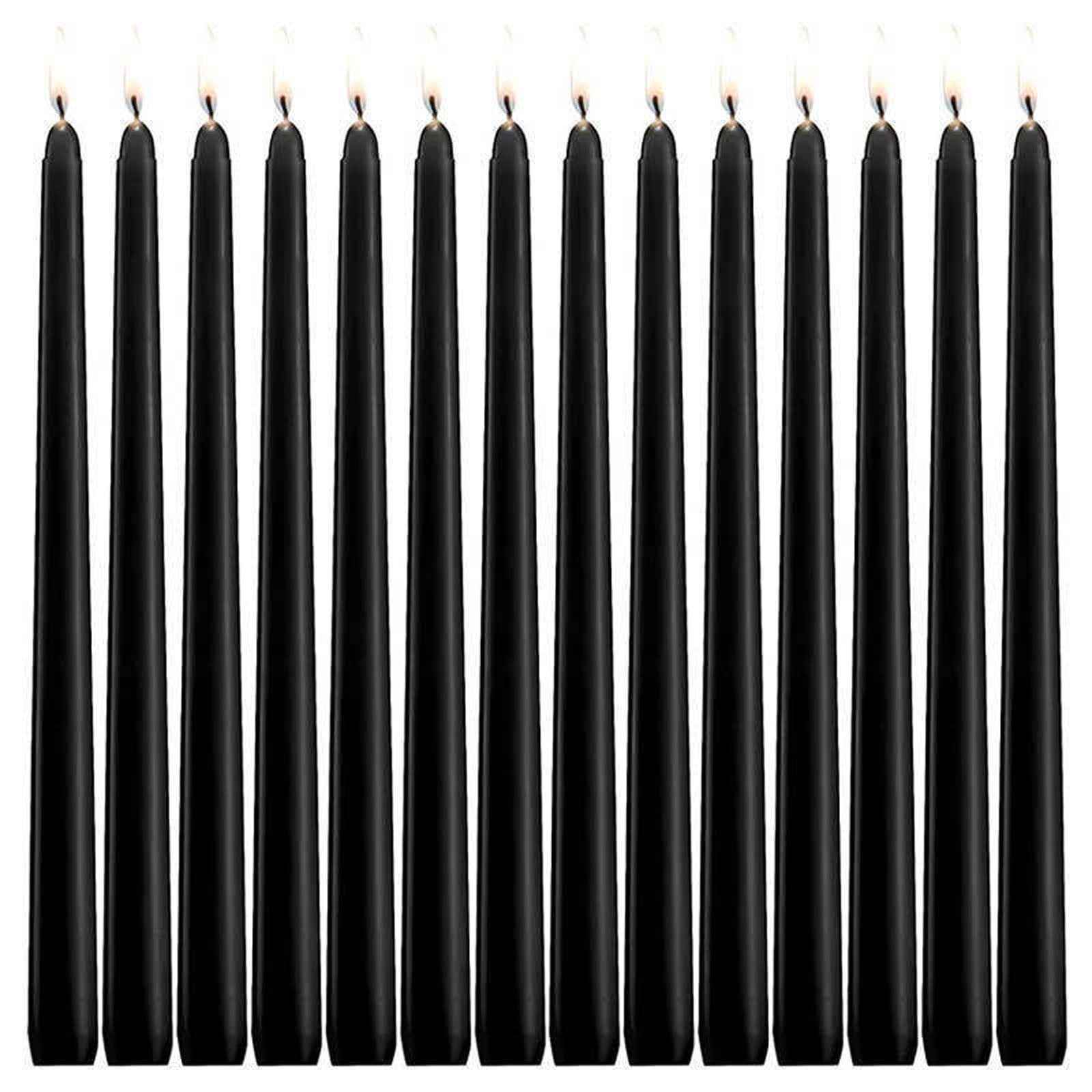 Black 10-Inch Dripless Unscented Taper Candles Set of 14