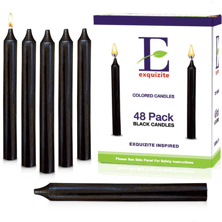 Black Candles for Spells - 48 Pack, Unscented 5 inchh x 1/2 inchd