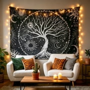 Black Tapestry Tree of Life Tapestry Wall Tapestry Black Aesthetic Tapestry Wall Hanging for Bedroom 60 X 80 Inches