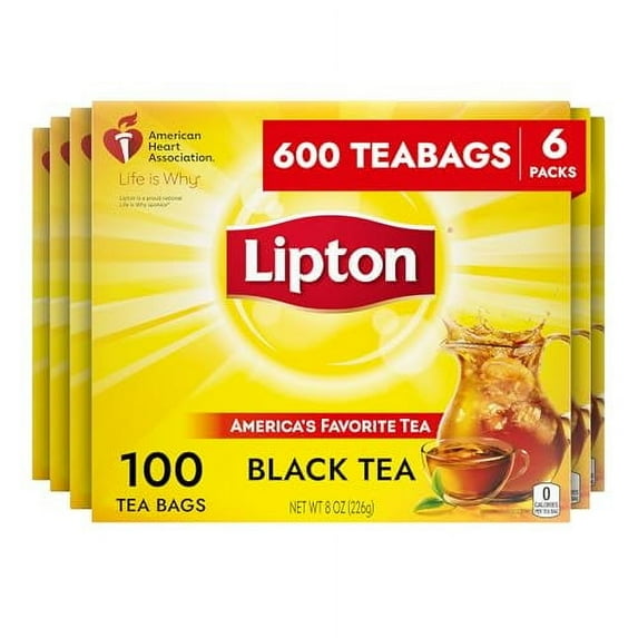 Black Tea Bags, Hot Or Iced, Black Tea With Caffeine, 600 Total Bags (100Ct - Pack Of 6)