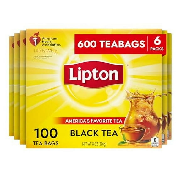 Black Tea Bags, Hot Or Iced, Black Tea With Caffeine, 600 Total Bags (100Ct - Pack Of 6)