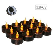 Black Tea Light Candles, 12 Pack Battery Operated Flameless Votive Candles, Flickering Warm Yellow Glow, Small Black Tealights for Halloween Decoration, Wedding Decor, Holiday Parties, Theme Events