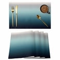 thumbnail image 1 of Black Teal and Gray Color Ombre Placemats Set of 6,Wipeable Washable Table Mats for Dining Tables, Modern Abstract Stripe Art Place Mats for Kitchen Event Party Tabletop Decor, 1 of 9