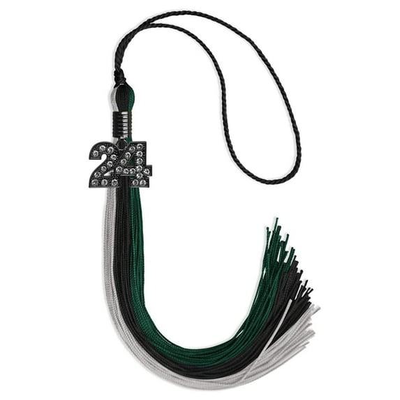 Endea Graduation Black/Teal/Grey Graduation Tassel with Black Date Drop