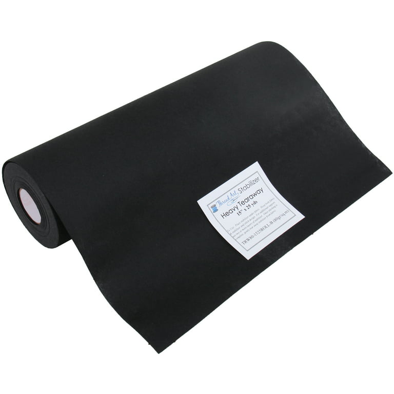 Black Tearaway Embroidery Stabilizer by Threadart, Heavy Weight 2.8 oz, 15 x 25 yd roll