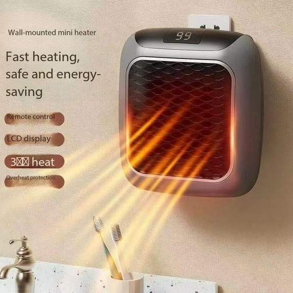 Black Tech Mini Heater, Home Use, Bathroom, Small Wall-Mounted Heating Device, "Little Sun"