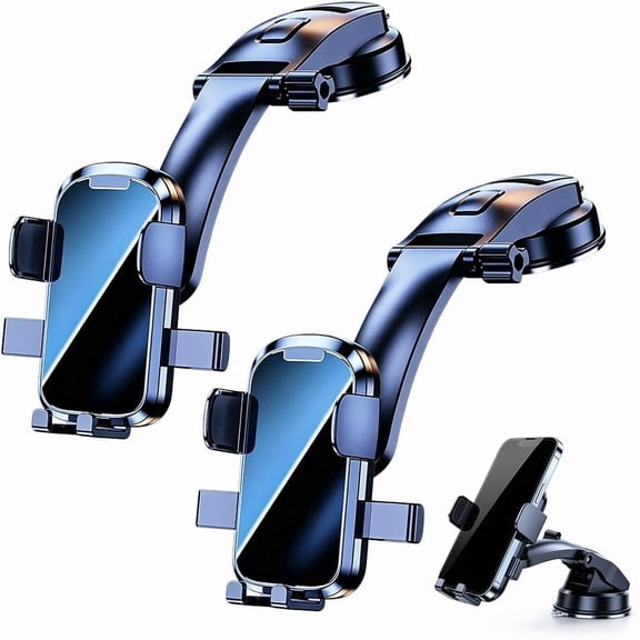 Black Tech Vacuum Car Phone Holder, Cell Phone Mount for Your Car Dashboard Windshield Vent Wall, Truck Stand Cradle for iPhone Android Smartphone, Silver Mirror-2 Pack