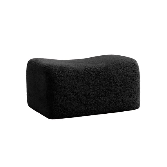 Black Teddy Fabric Cloud Ottoman, Modern Boneless Modular Footstool in a Box for Living Room, Comfortable Deep Seat Design, No Assembly Required, Sofas para Sala