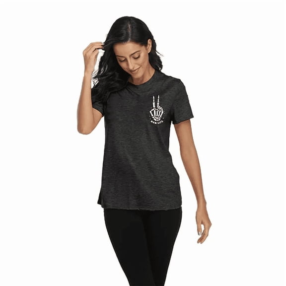 Black Tee with Mom Life Skull Hand Butterfly Elements