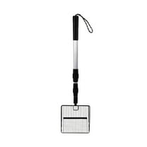Black Telescopic Stainless Steel Cat Litter Scoop Long Handle Poop Shovel For Litter Box Cleaning Durable Leak Proof Design 17.72 X 5.91 Inches 0.48 Lb