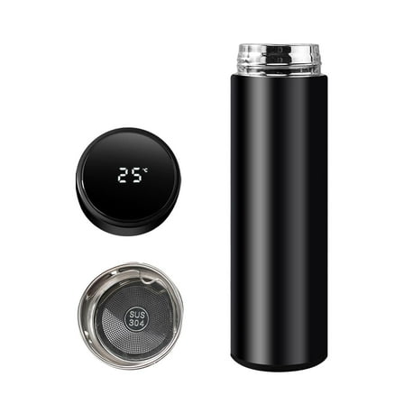 (Black) Temperature Display Smart Thermos Cup