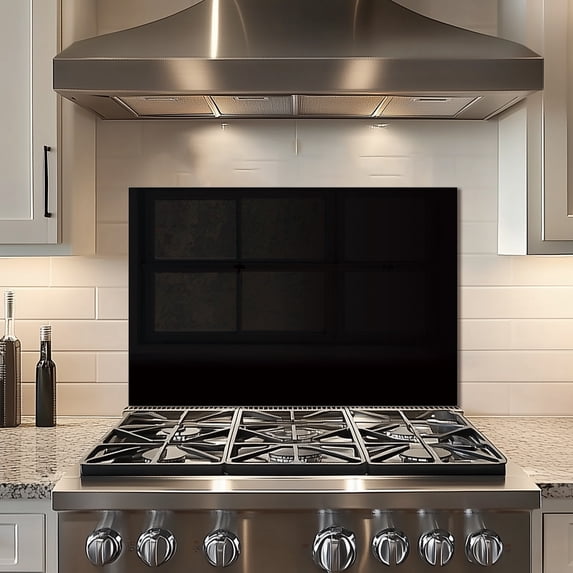 Black Tempered Glass Backsplash For Kitchen Behind Stove,Stove Back Top Cover,Easy to Clean Glass Splashback, Sink Cover Splash Guard,Home Kitchen Wall Decor
