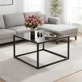 thumbnail image 1 of Black Tempered Glass Coffee Table - Modern Square Accent Table for Living Room, 1 of 8