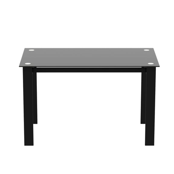 Black Tempered Glass Desk For Various Spaces, 29.5 Inches High, Multi-functional, Easy To Clean 52" Dining Table, Multi-purpose, Construction