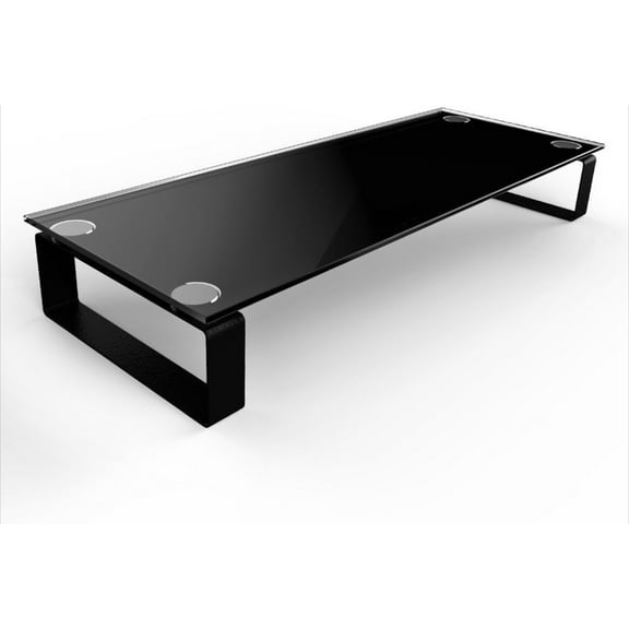 Type-S Black Tempered Glass Monitor Stand, TV, Laptop, Computer, All-In-One Desktop, Printer Riser [21.75 x 8.25 x 3.25 Inches]