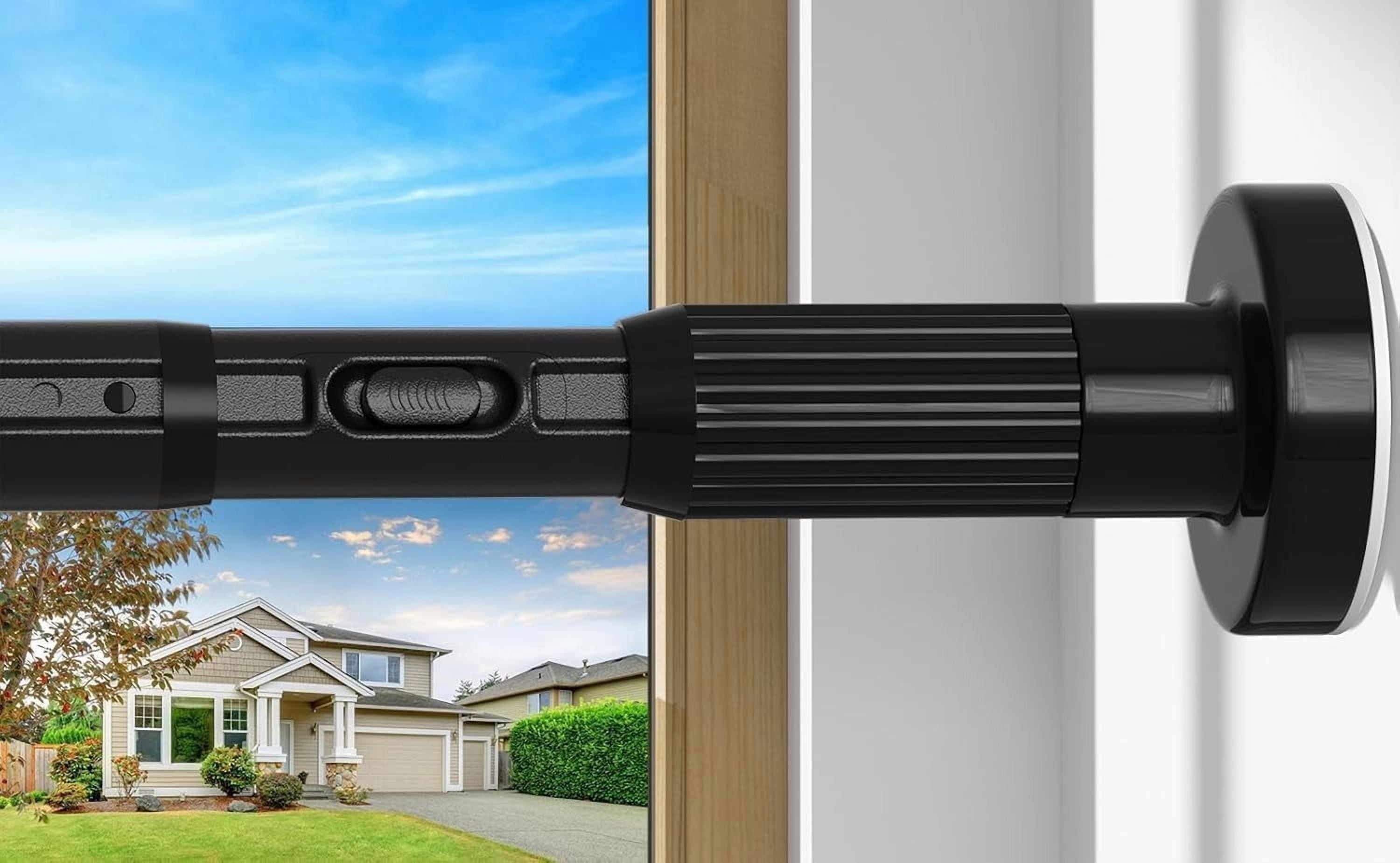 Black Tension Curtain Rod 41-126 In(4-10Ft), Extra Long Outdoor Curtain Rod No Drilling for Window or Bathroom Patio, Adjustable Heavy Duty Shower Rod,Rod Diameter 1.26In (2Pack)