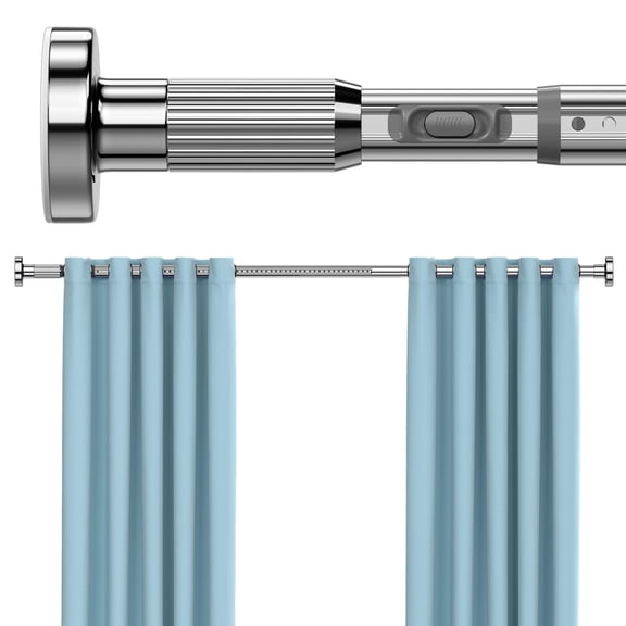 Black Tension Curtain Rods for Windows 41-146 Inches Heavy Duty Tension Rod Adjustable Curtain Rods No Drilling for Bathroom Living Room Outdoor Patio Hold Up Blackout Curtains and Non Slip