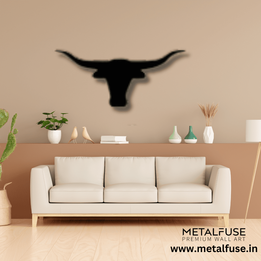 Black Texas Longhorn Metal Wall Art Wall Hanging Decor for Bedroom