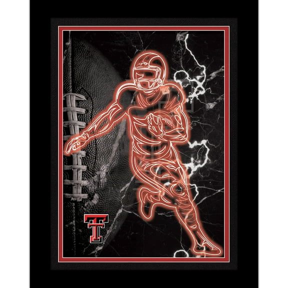Black Texas Tech Red Raiders 12'' x 16'' Framed Neon Player Print