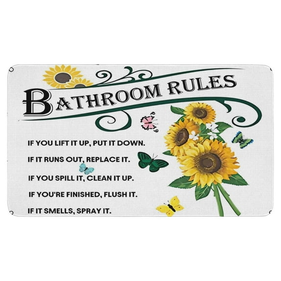 Black Text Sunflower Flowers (1) Welcome Door Mat Decorative Doormat Farmhouse Low-Profile Floor Rug Switch Mat for Home Indoor Outdoor Decorations 17 X 30 Inch