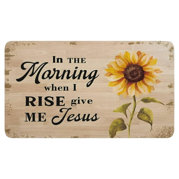 Black Text Sunflower Flowers (5) Welcome Door Mat Decorative Doormat Farmhouse Low-Profile Floor Rug Switch Mat for Home Indoor Outdoor Decorations 17 X 30 Inch