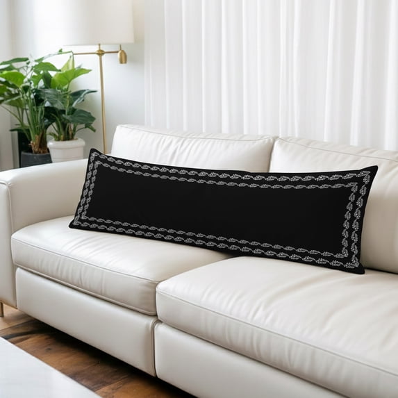 Black Textured Body Pillow Cover, Pillowcase Protectors with Zipper, Breathable Decorative Throw Pillow Case Cover, Farmhouse Country Woven Striped Pillow Shams for Couch Sofa 20x60Inch