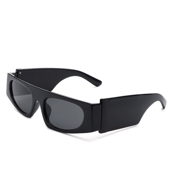 Black Textured Frame Sunglasses - Dark Lens UV Protection Edgy Daily & Casual Eyewear