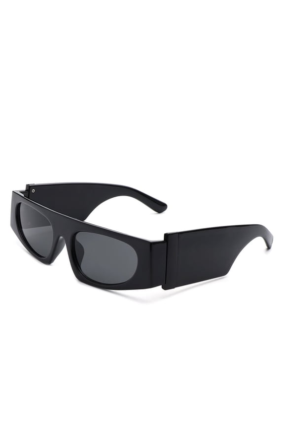 Black Textured Frame Sunglasses - Dark Lens UV Protection Edgy Daily & Casual Eyewear