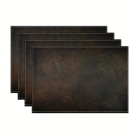 Black Textured Placemats Set of 4 12x18 Inch Dark Modern Place Mats for Kitchen Dining Room Home Table Mats Decor