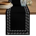 thumbnail image 1 of Black Textured Table Runner 72 Inches Long, Farmhouse Country Woven Striped Cotton Linen Table Runners Dresser Scarves, Decorative Fabric Tabletop Scarf Furniture Cover for Home Dinner Party 13"x72", 1 of 9