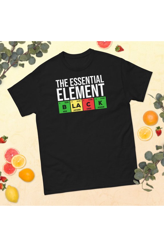 Black The Essential Element Novelty Men Women Apparel Graphic classic tee (Black, L)