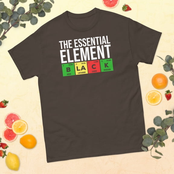 Black The Essential Element Novelty Men Women Apparel Graphic classic tee (Dark Chocolate, L)