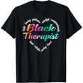 thumbnail image 1 of Black Therapist Heart Word Cloud Watercolor Rainbow T-Shirt, 1 of 3