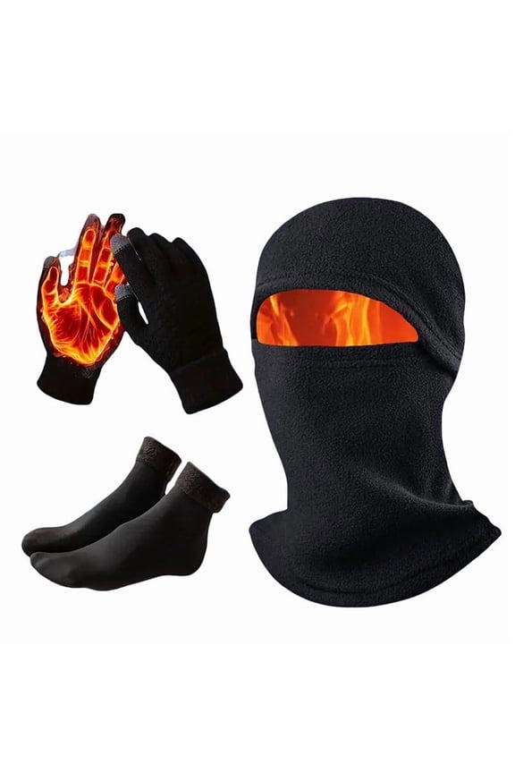 Black Thermal Fleece Lined Winter Face Mask Set Shields Against Wind And Cold During Outdoor Sports And Winter Commutes Ensuring Comfort And Protection In Low Temperatures