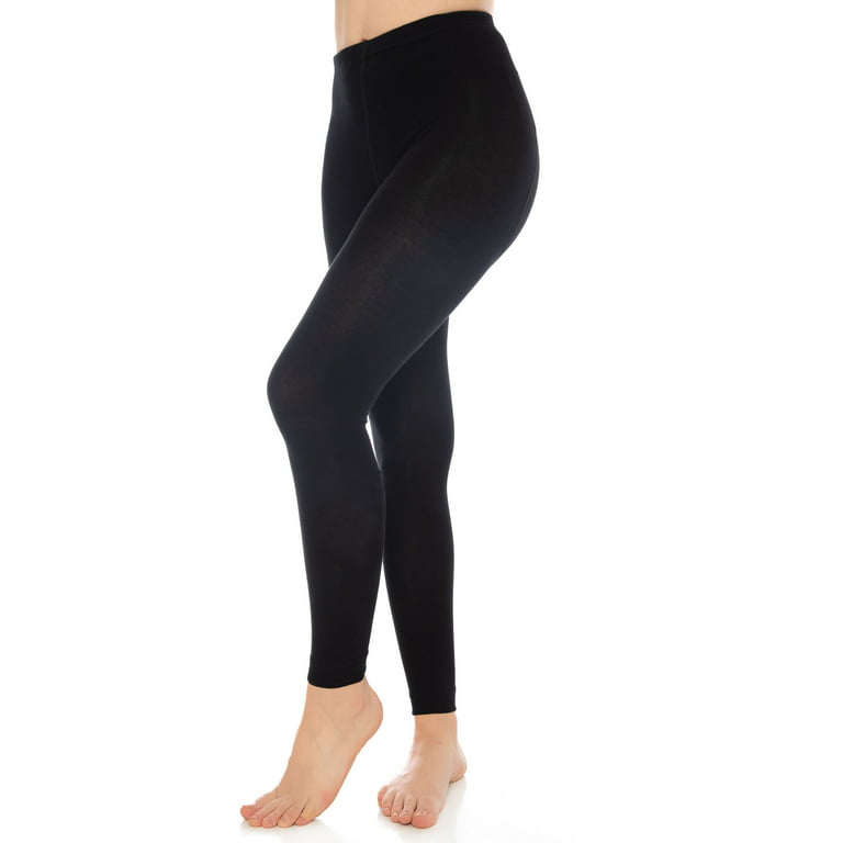 Women's Ladies Full Length Plain Soft thermal Leggings BLACK - (X-Large)