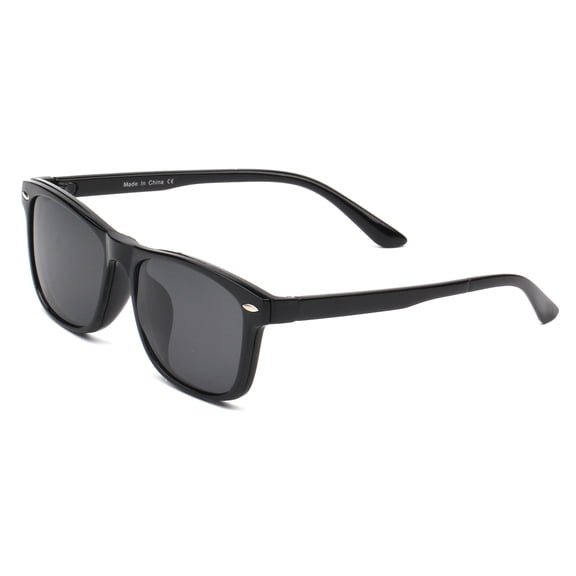 Black Thick Frame Square Sunglasses - Dark Lens UV Protection Minimalist Daily Eyewear