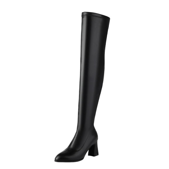 Black Thick Heel Over The Knee Long Boots Platform Women Casual Fall Winter Fashion Versatile Sweet Cool