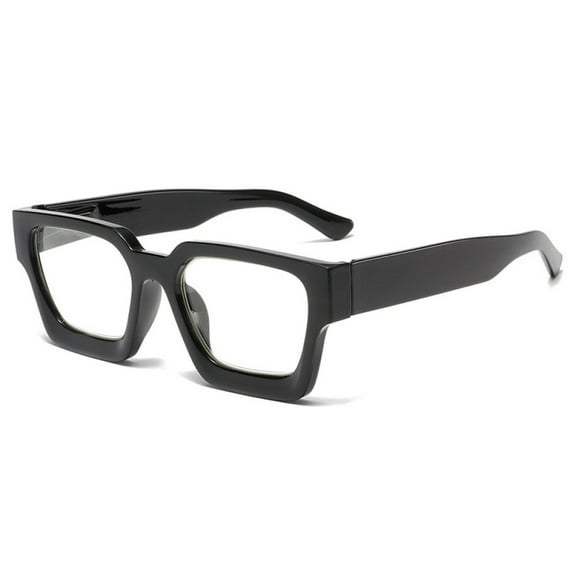 Black Thick Oversize Square Candy Color Reading Glasses 1.00 for Women and Men, Stylish Blue Light Blocking Spring Hinge Readers +1.00