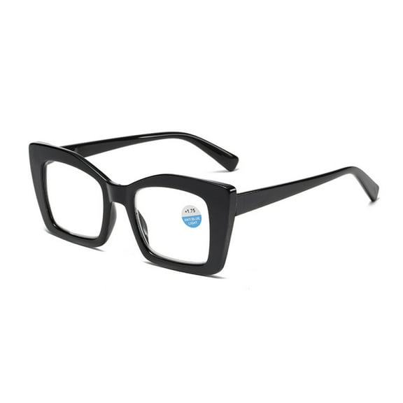 Black Thick Oversize Square Reading Glasses 2.00 for Women and Men, Blue Light Blocking Spring Hinge Readers +2.00