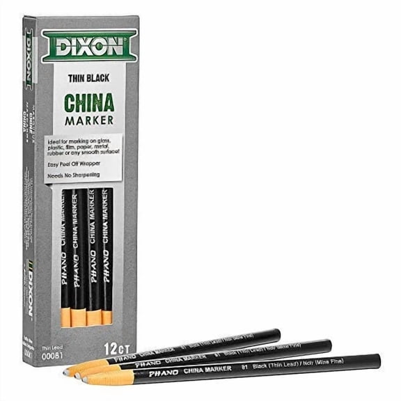 Black Thin Marker Ideal For Glass Plastic And Film Easy Clean Wipe Off