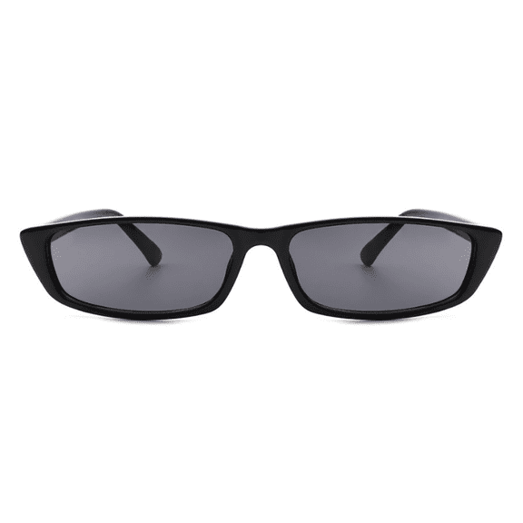 Black Thin Square Sunglasses - Slim Frame UV400 Daily Commute Driving Shades