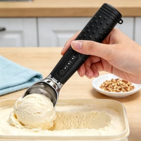 Black Three-Speed Temperature Control Electric Ice Cream Spoon Stainless Steel Long Battery Life Rechargeable Ball Digger