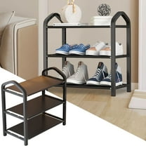 Black Three-layer Shoe Rack Indoor Economical Rental Room Small Storage Shoe Rack Free Standing Shoe Rack for Entryway Closet Doorway
