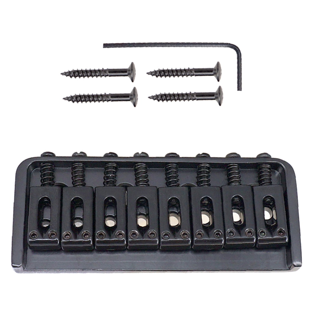 Black Thru-String Hard Tail Fixed Bridge Saddle for 8-String Electric Guitar