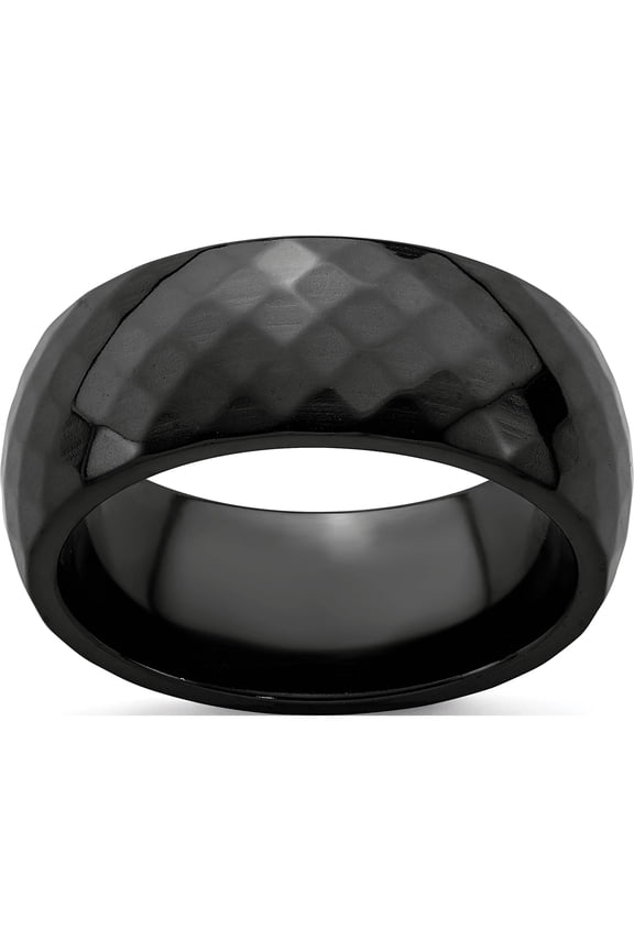 Black Ti Polished Faceted Ring